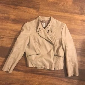 Faux leather cropped jacket